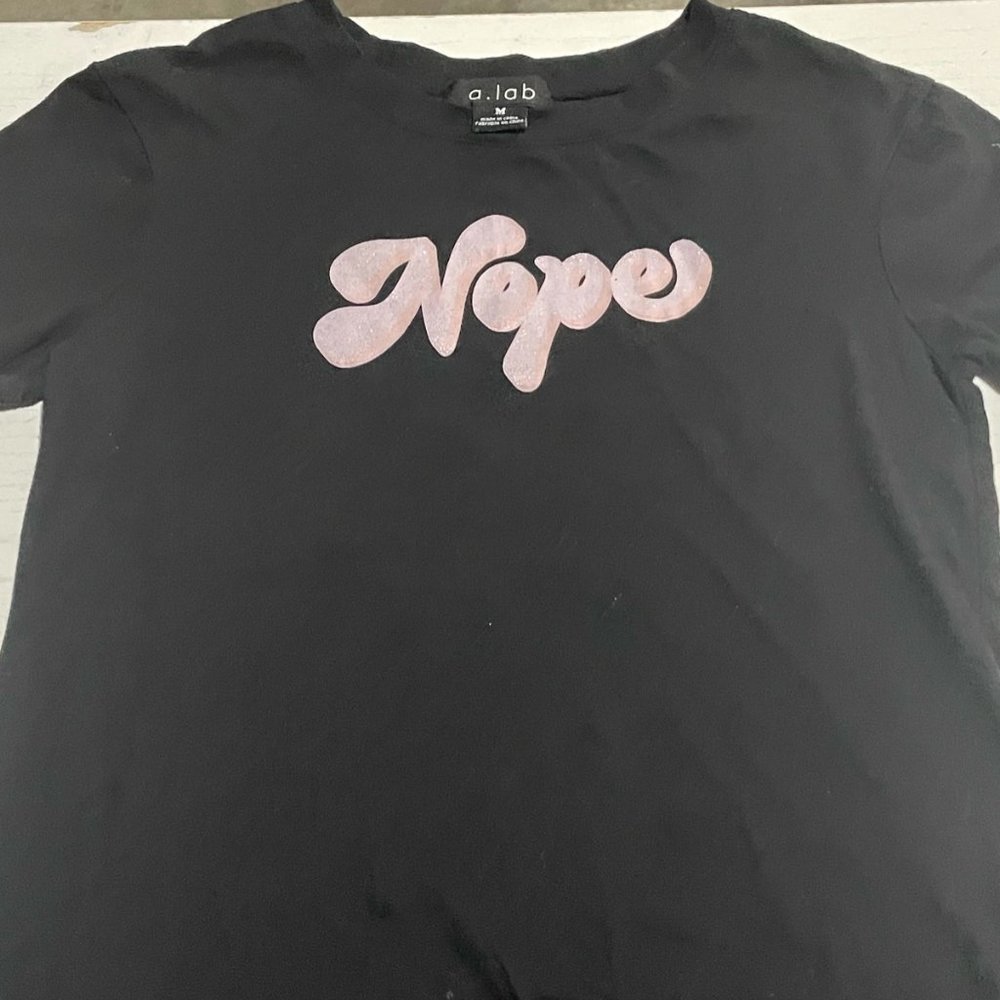 "nope" girls pink graphic tee medium